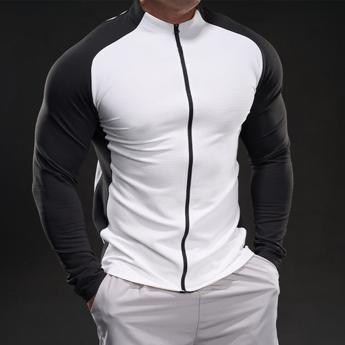 Herren Slim‑Fit Performance‑Trainingsshirt mit durchgehendem Reißverschluss und Raglanärmeln Drune