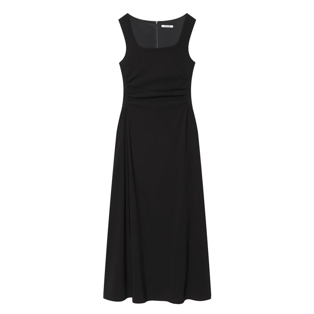 Damen elegantes Maxikleid mit quadratischem Ausschnitt und schmeichelndem Schnitt Drune