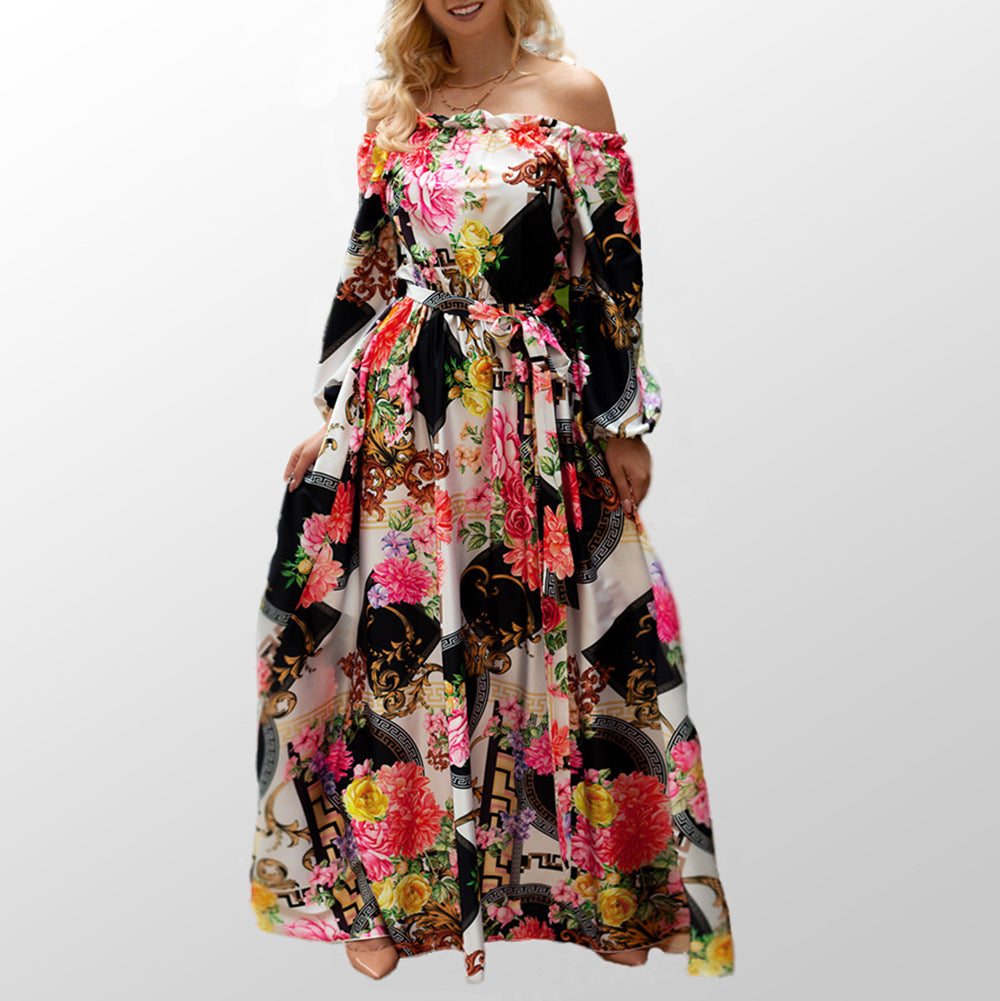 Damen Maxikleid mit off-shoulder Schnitt und floralem Design Drune