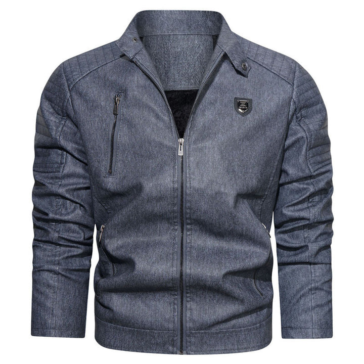 Herren Denim-Optik Bomberjacke mit Stehkragen und gesteppter Schulterpartie Drune