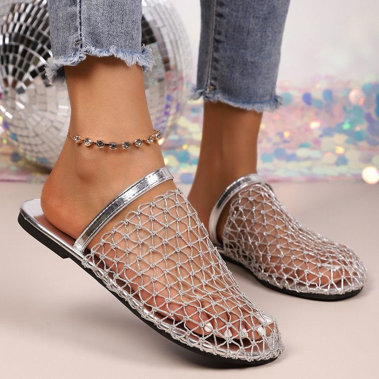 Damen  gewebte Netz-Mules mit Slip-On-Funktion, offener Ferse und flexiblem Leichtsohlen-Design Drune