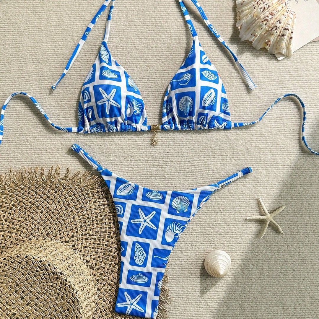 Damen Triangel-Bikini mit maritimem Muster Drune