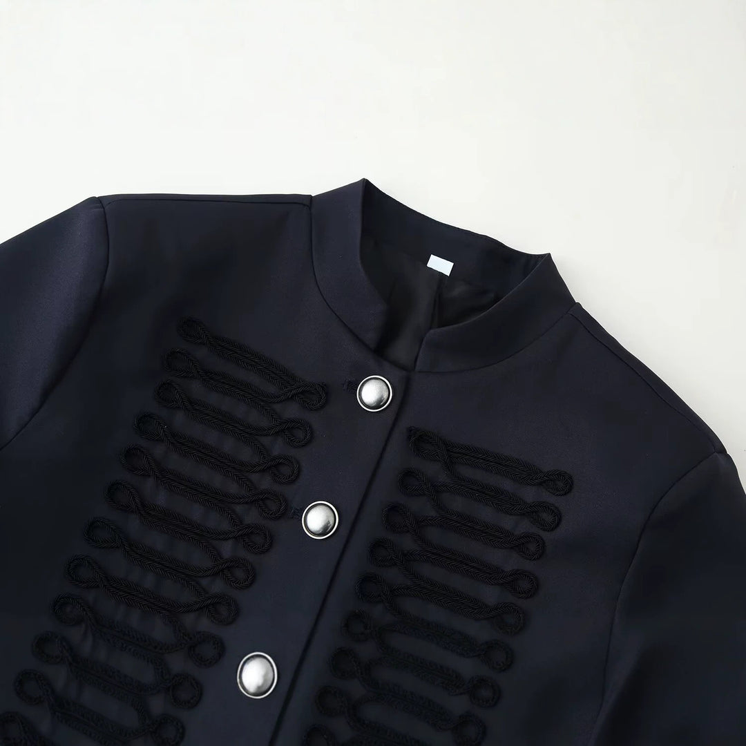 Damen Military-inspirierte Kurzjacke mit Stehkragen und Zierkordeln Drune