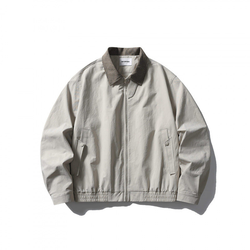 Herren Leichte Harringtonjacke mit Cordkragen und elastischem Saum Drune