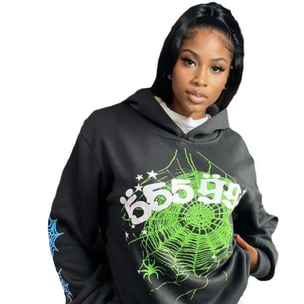 Damen Hoodie mit kreativem Spinnennetzdesign Drune