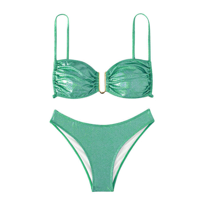 Damen Glitzernder Bikini mit Raffungen Drune