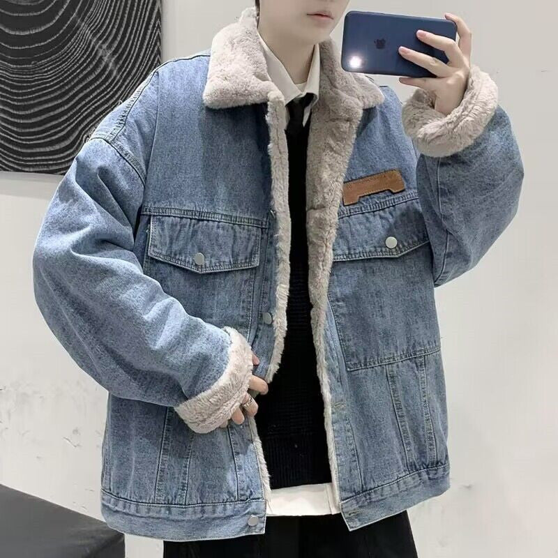Damen Lässige Denimjacke mit Fleece-Innenfutter Drune