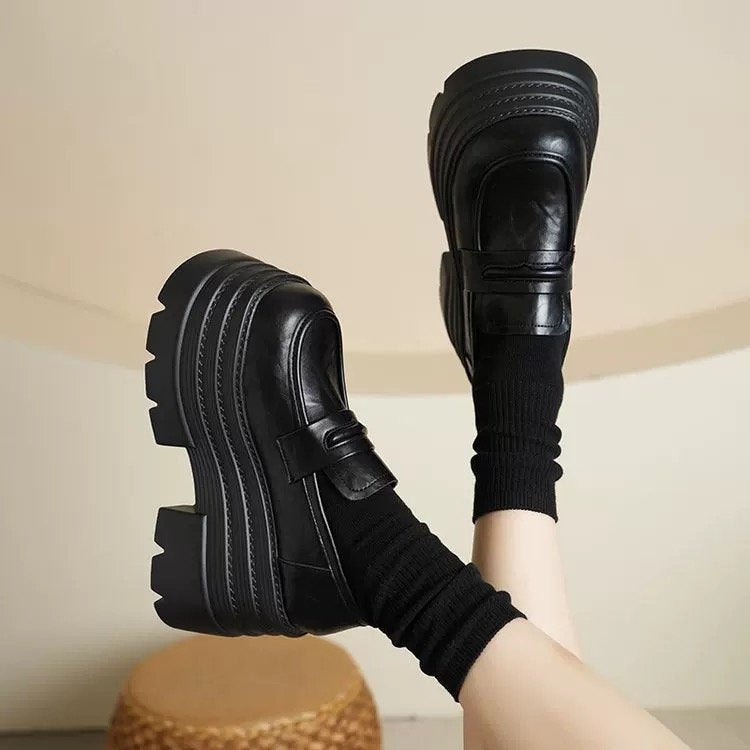 Damen Chunky Mokassins mit dämpfendem Plateau und modischem Riemendesign Drune