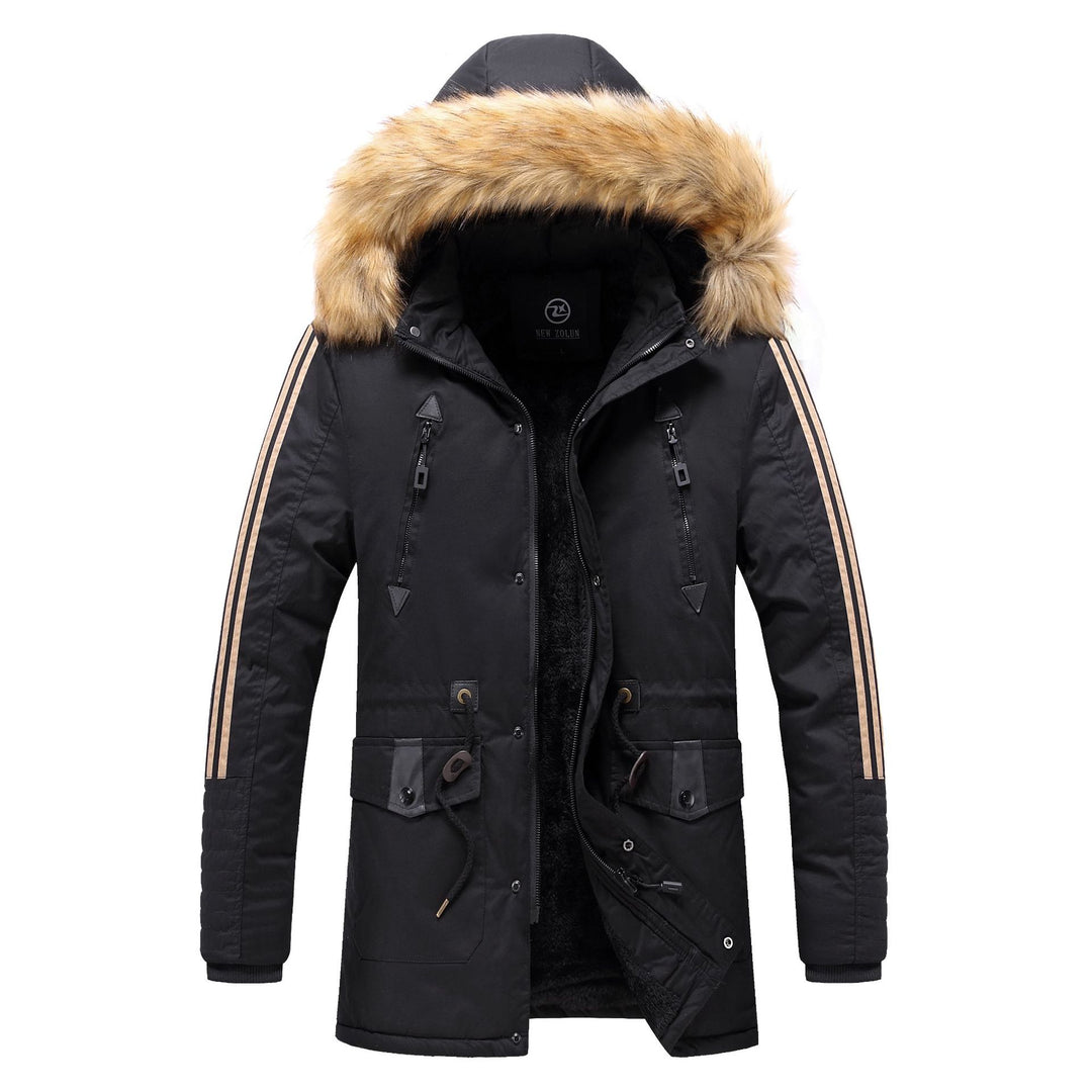 Herren Moderne Parkajacke mit abnehmbarem Kunstfellkragen Drune