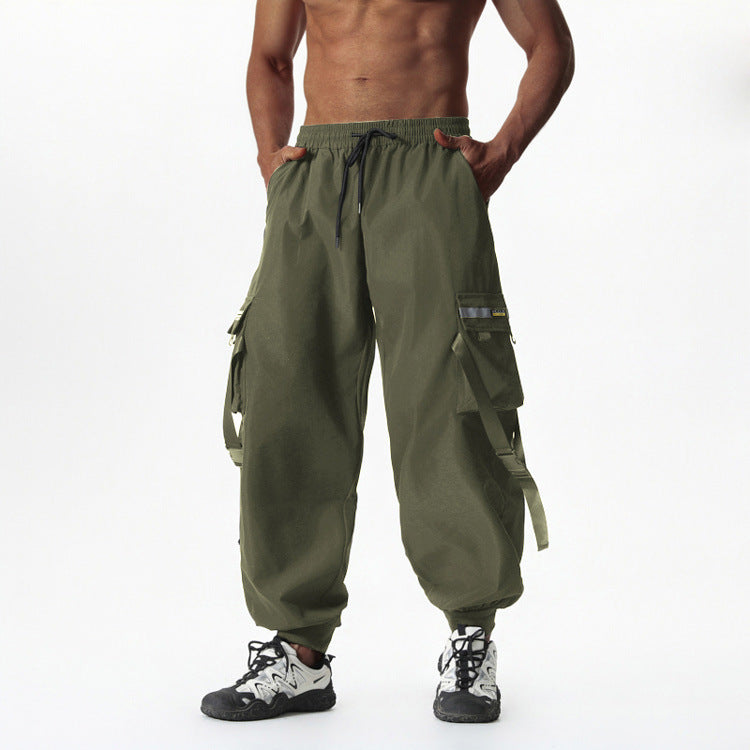 Herren Utility-Cargo-Jogginghose mit Tunnelzug, Beinschnallen & Mehrfachtaschen Drune