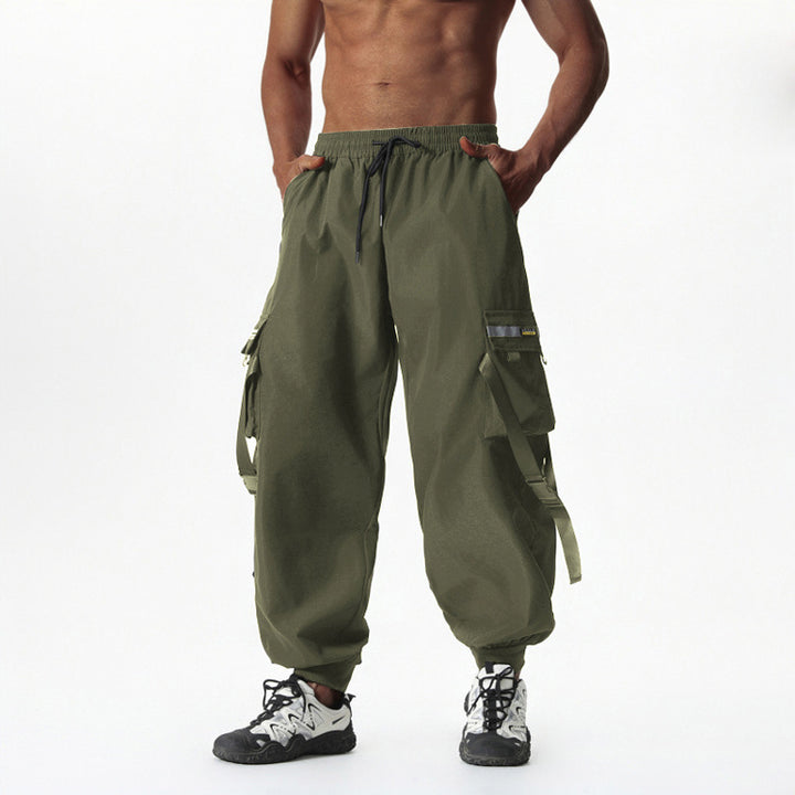 Herren Utility-Cargo-Jogginghose mit Tunnelzug, Beinschnallen & Mehrfachtaschen Drune