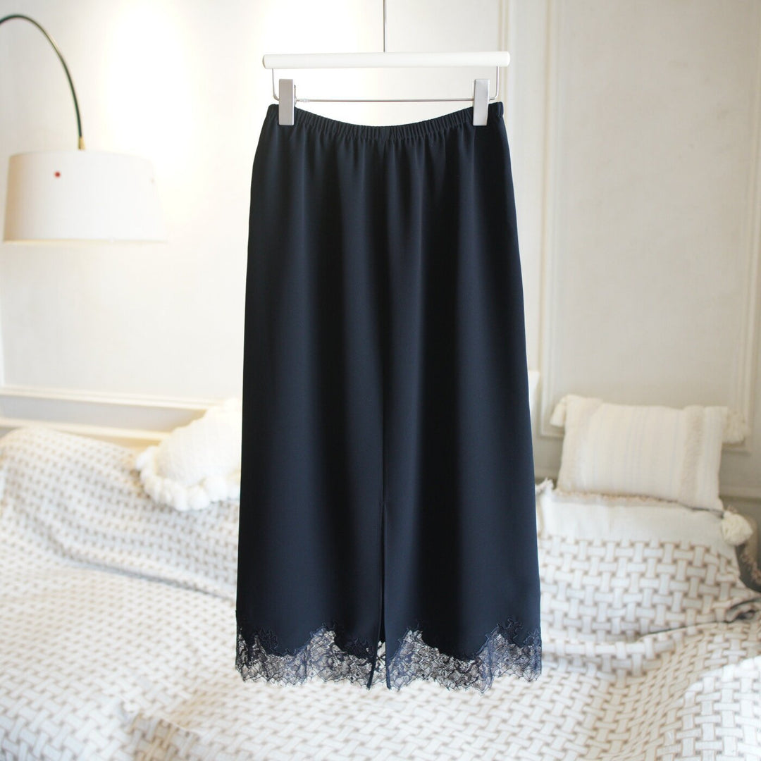 Damen Eleganter Maxirock mit dekorativer Spitzenborte Drune