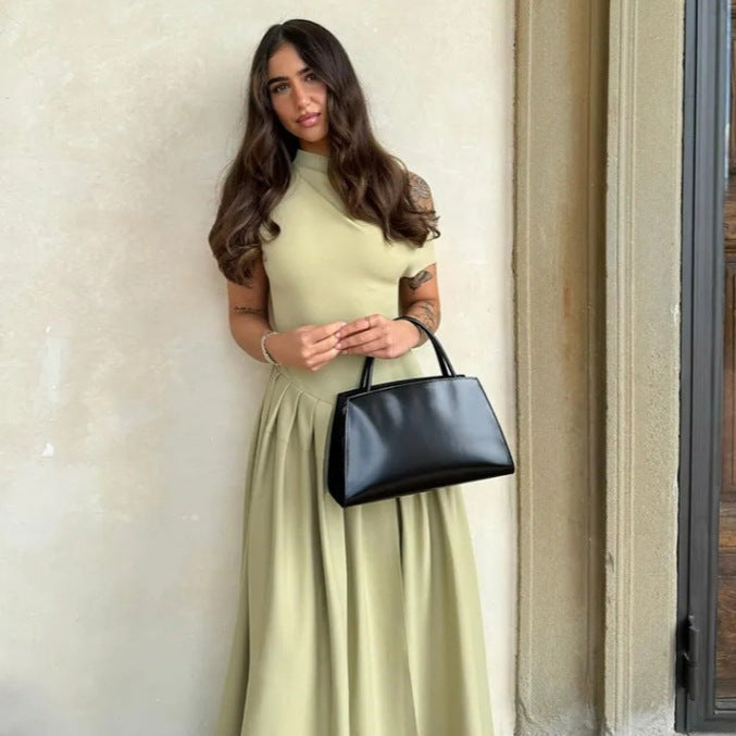 Damen elegantes Maxikleid mit asymmetrischem One-Shoulder-Design und schwingendem Rock Drune