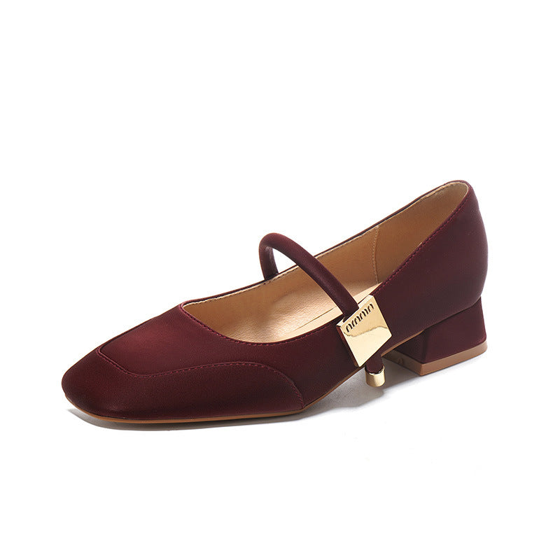 Dame Quadrat-Zehentrenner Mary Jane Pumps mit Blockabsatz Drune