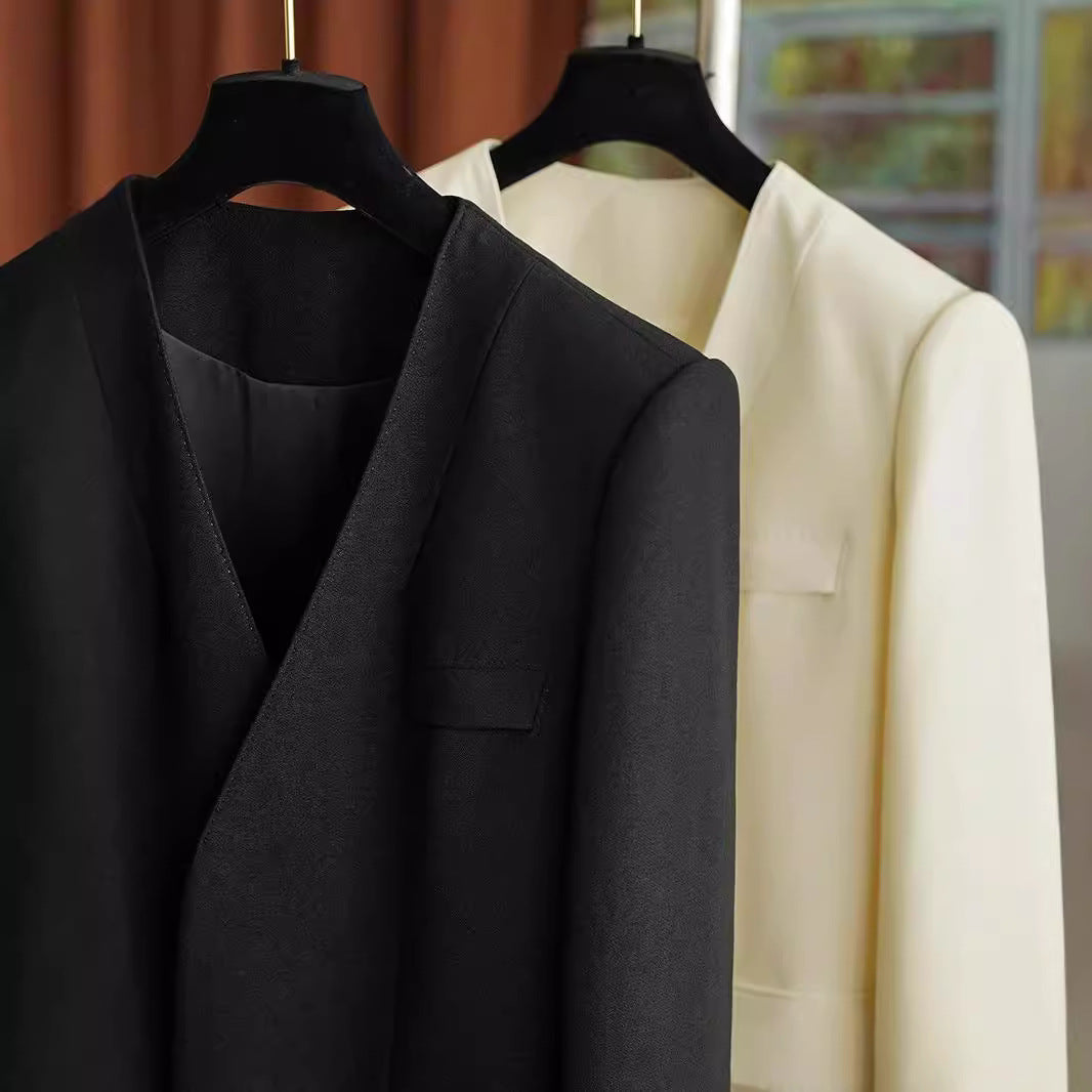 Damen Eleganter Blazer ohne Verschluss Drune