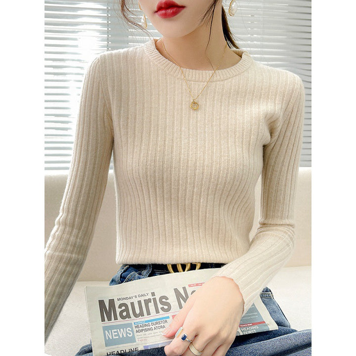 Damen Feinstrickpullover mit Rippstruktur und Rundhalsausschnitt Drune