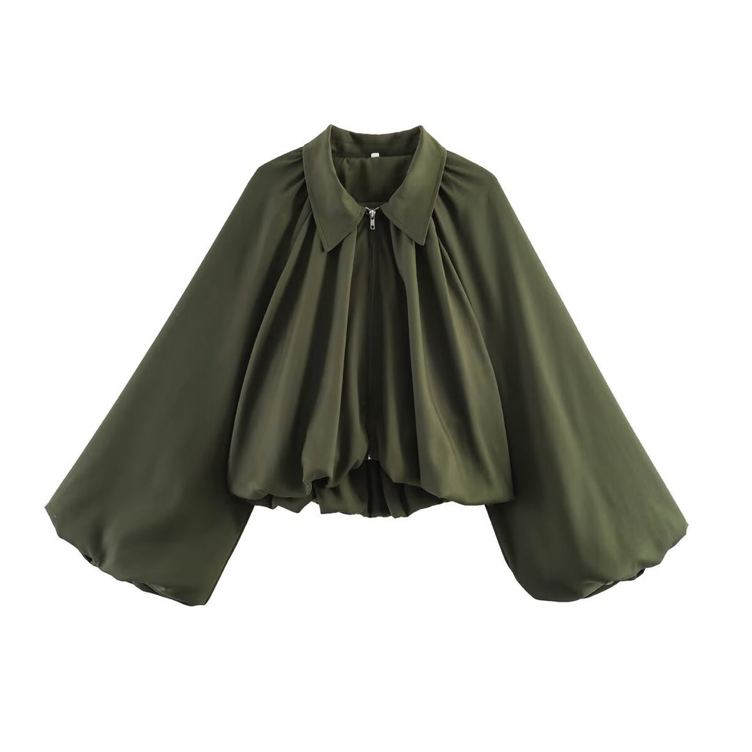 Damen Kurze Cape-Jacke mit weitem Fledermausärmel und geraffter Passe Drune