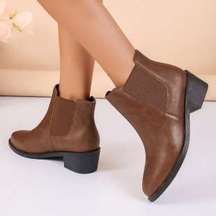 Damen Chelsea-Stiefeletten aus veganem Leder mit elastischen Seiteneinsätzen Drune