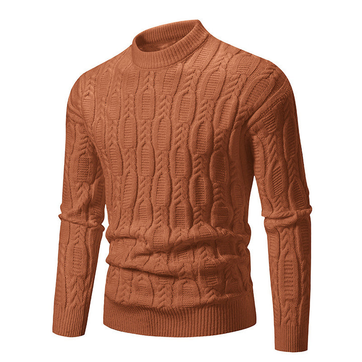 Herren Strickpullover mit Zopfdesign und hohem Kragen Drune