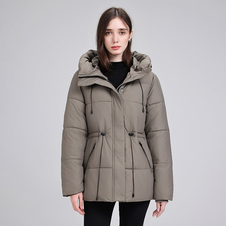 Damen nan wattierter Kapuzenparka mit taillierbarem Kordelzug, verdeckter Reißverschluss und Rippbündchen Drune