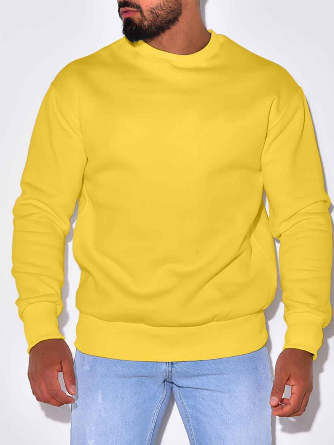 Herren Lässiges Rundhals-Sweatshirt mit Rippbündchen Drune