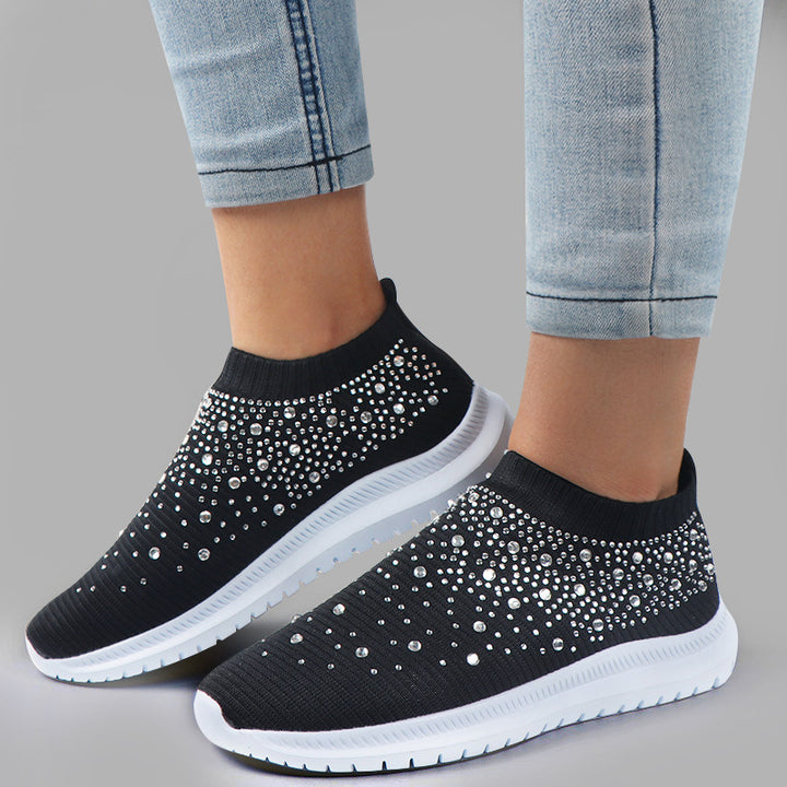 Damen Elastischer Strick‑Sneaker mit Schmucksteinbesatz Drune