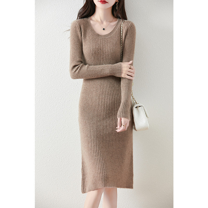 Damen Strickkleid mit feiner Rippstruktur und tailliertem Schnitt Drune
