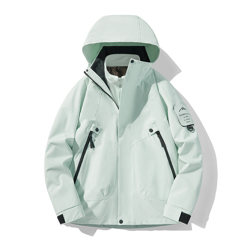 Unisex Wasserdichte, atmungsaktive Hardshell-Outdoorjacke mit Kapuze Drune