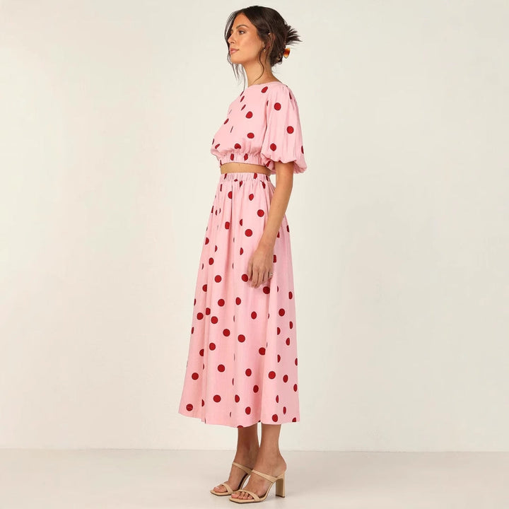 Damen Maxikleid mit elastischem Taillenzug und voluminösen Ärmeln Drune