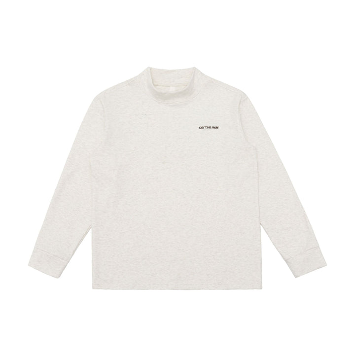 Unisex Feinstrukturierter Mockneck-Pullover aus Baumwollmix mit dezenter Bruststickerei Drune