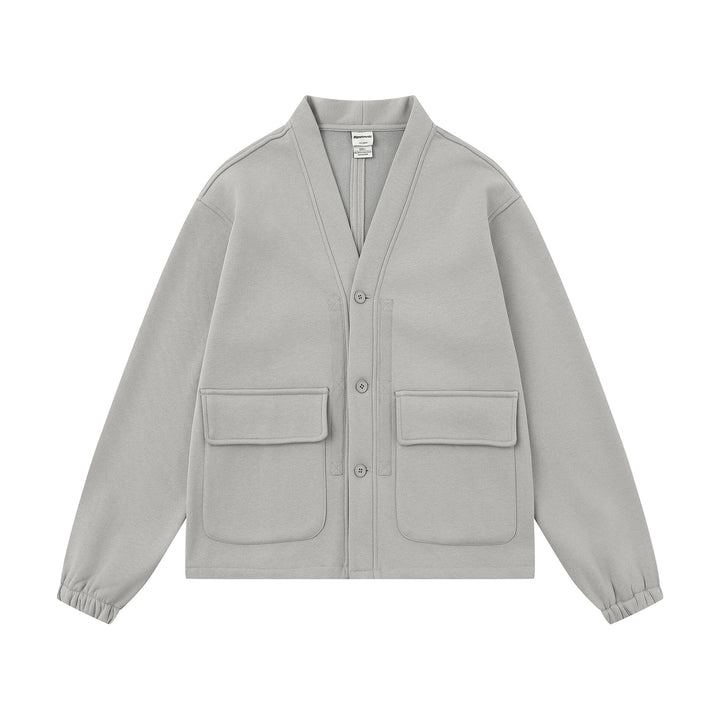 Unisex Oversize Sweatjacke mit Schalkragen und aufgesetzten Taschen Drune
