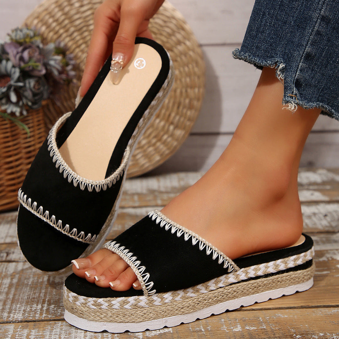 Damen Espadrille-Slipper mit geflochtenem Absatz Drune