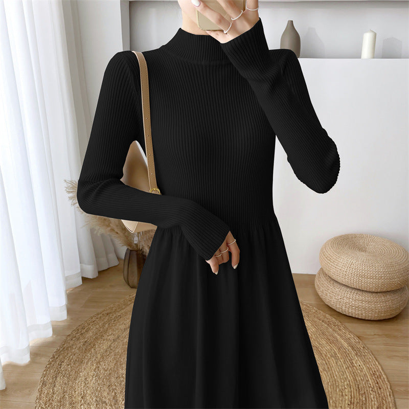 Damen Freizeitkleid mit hohem Kragen und weitem Schnitt Drune