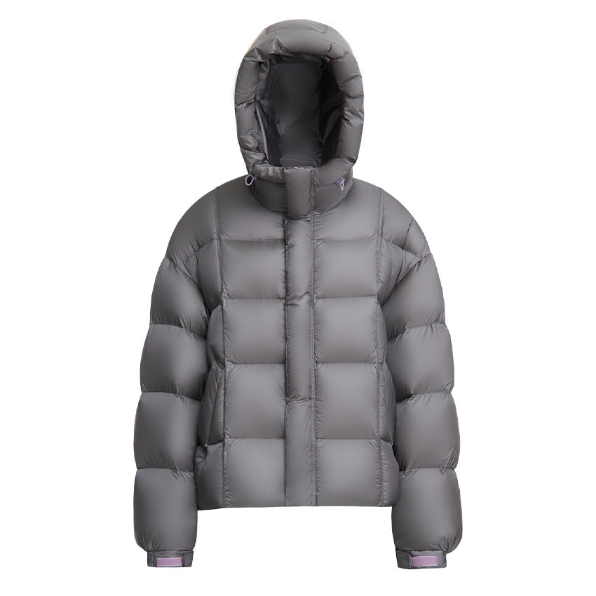 Damen Kurze Boxy‑Steppjacke mit Oversize‑Ärmeln, hohem Thermokragen und Kapuze Drune