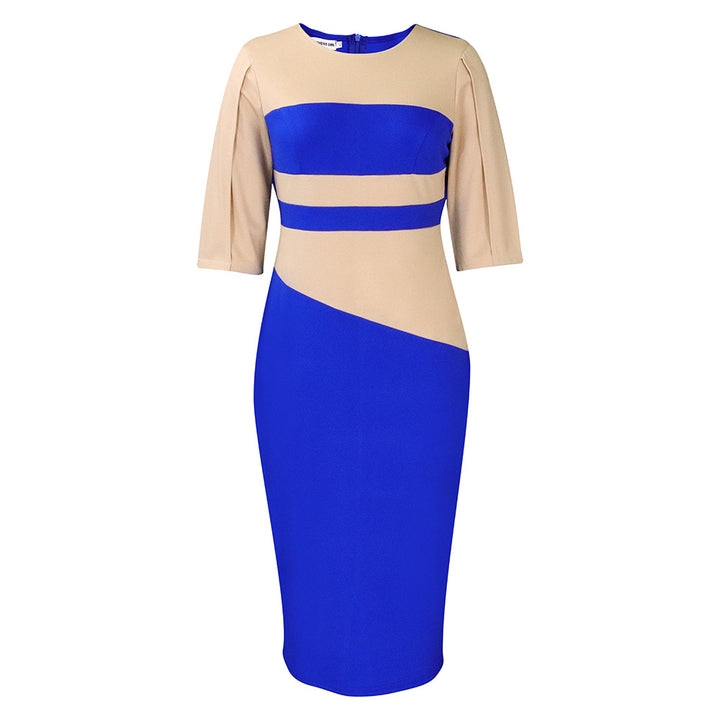 Damen Figurbetontes Kleid mit asymmetrischem Design und eleganten Ärmeln Drune