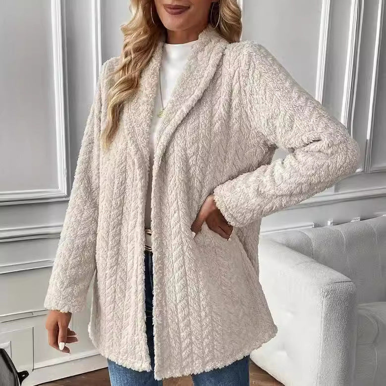Damen Elegante und lässige Plüsch-Jacke mit strukturiertem Design Drune