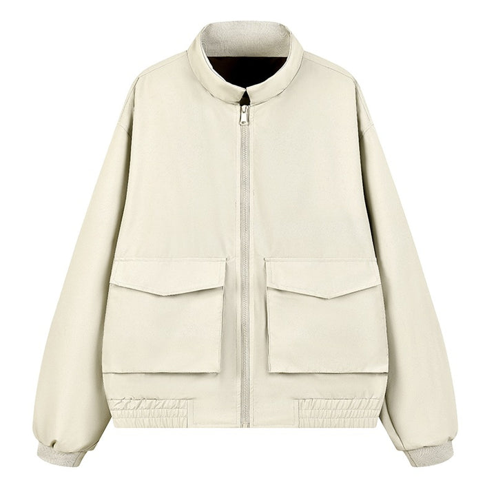 Herren Boxy Utility‑Bomberjacke mit großen Pattentaschen, Stehkragen & Reißverschluss Drune