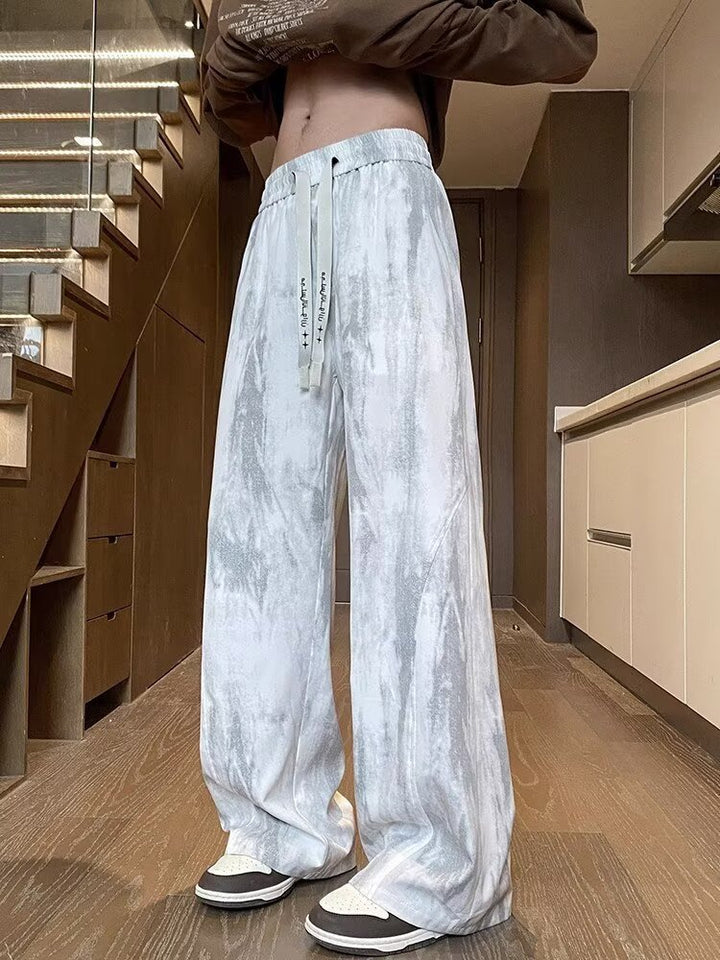 Unisex Weite Relaxed-Fit Lounge-Hose mit elastischem Bund und Vintage-Färbung Drune