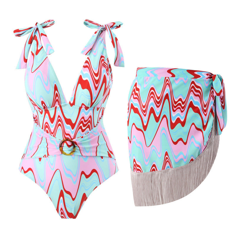 Damen Bikini-Set mit trendigem Wickelrock und knotendem Oberteil Drune