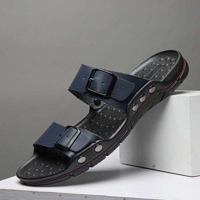Herren Bequeme Leder-Sandalen mit verstellbaren Riemen Drune