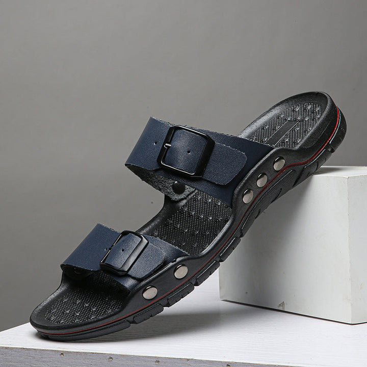 Herren Bequeme Leder-Sandalen mit verstellbaren Riemen Drune