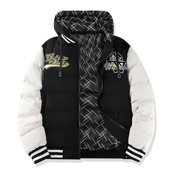 Herren Modische Steppjacke mit hohem Kragen und kontrastierenden Akzenten Drune