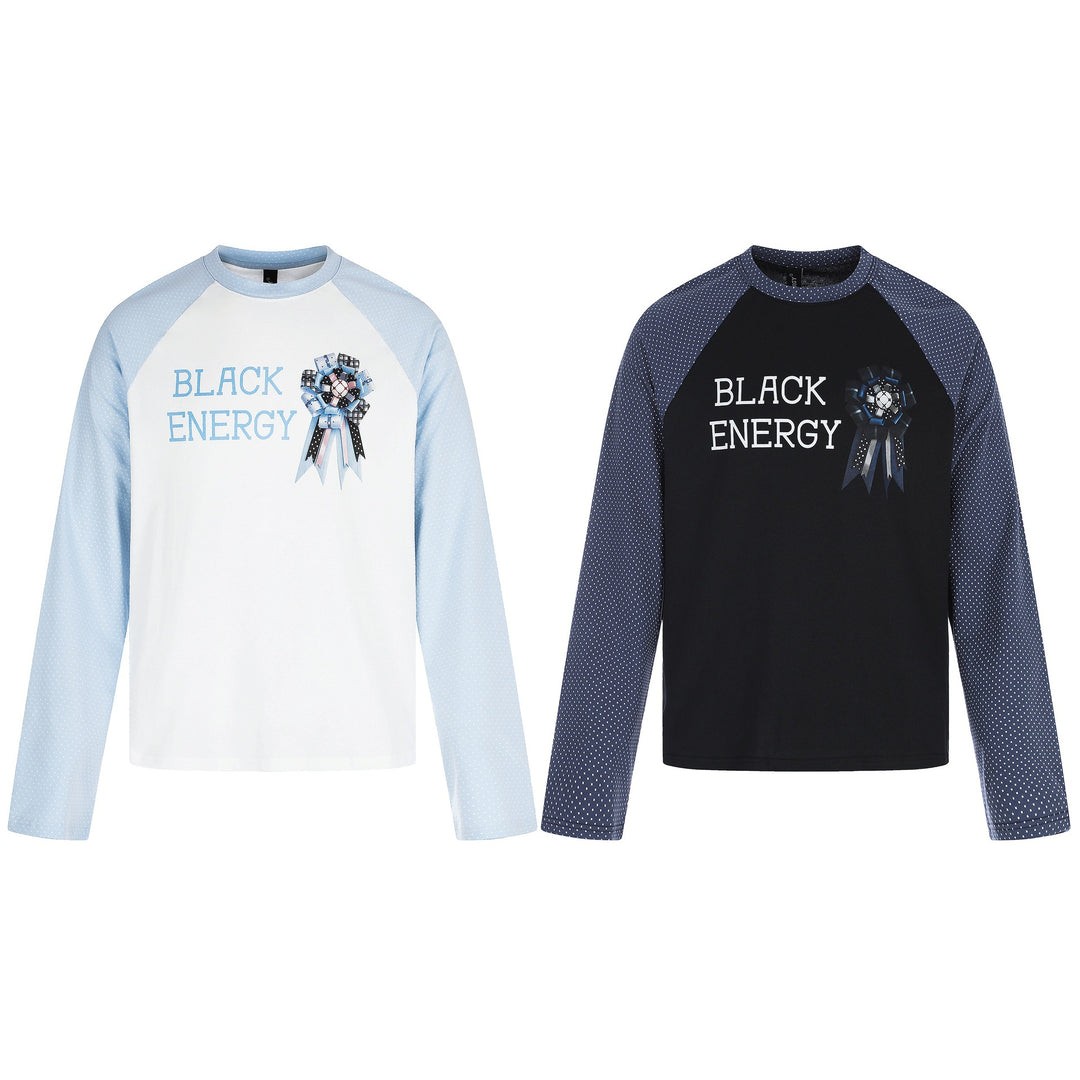 Damen Langarmshirt mit Raglanärmeln, dekorativem Schleifen-Print und weichem Baumwollmix Drune