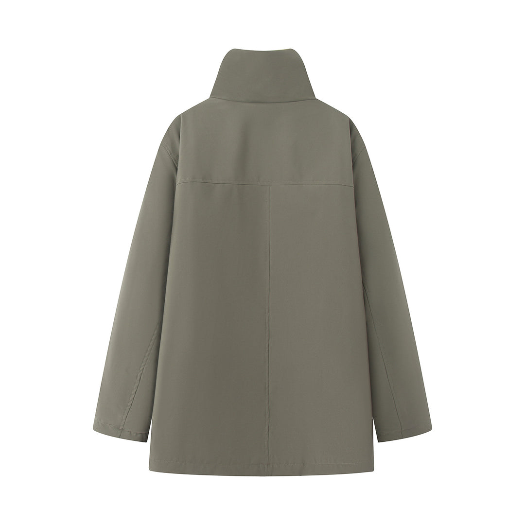 Damen nan oversized Parka mit hohem Teddygefüttertem Stehkragen, verdeckter Frontleiste und großen Klappentaschen Drune