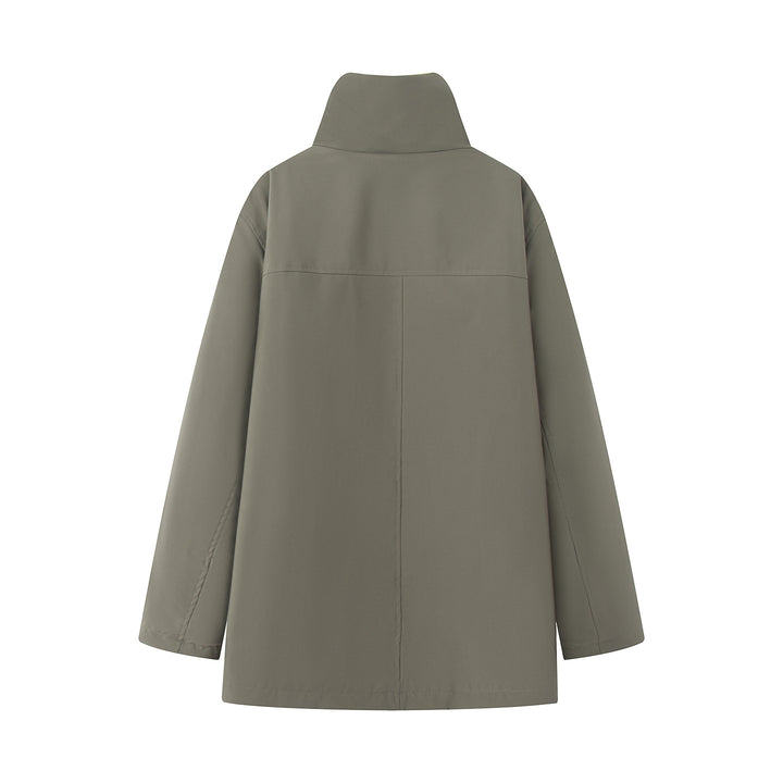 Damen nan oversized Parka mit hohem Teddygefüttertem Stehkragen, verdeckter Frontleiste und großen Klappentaschen Drune