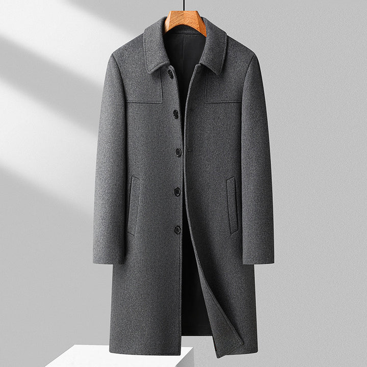 Herren Langer einreihiger Wollmantel mit schlanker Silhouette Drune