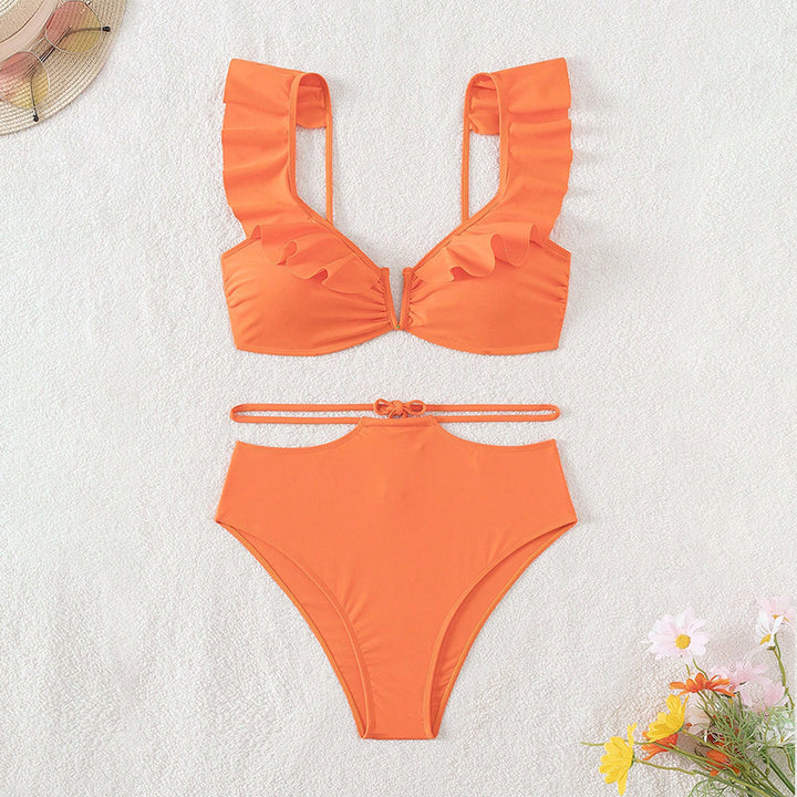 Damen Bikini-Set mit eleganten Rüschendetails und hohem Beinausschnitt Drune