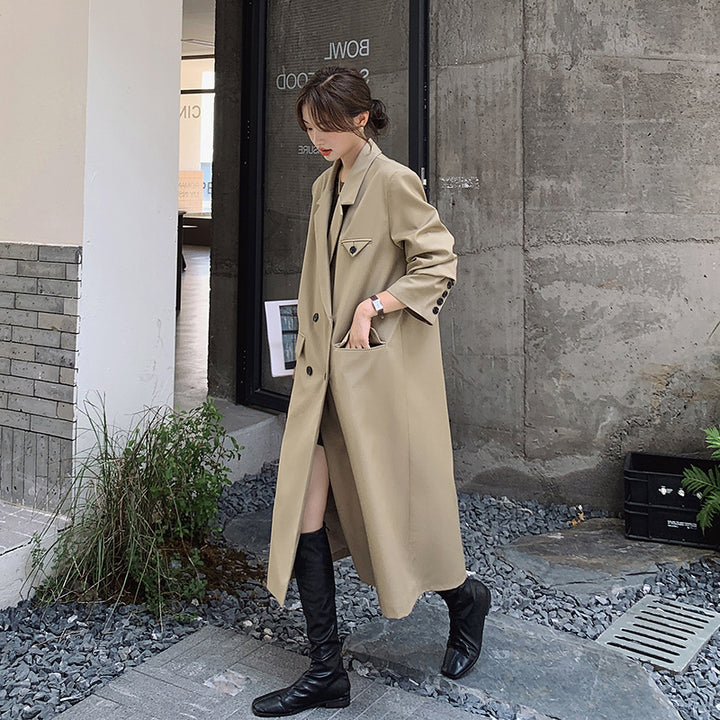 Damen Doppelreihiger Oversize-Trenchcoat mit kastiger Silhouette und verlängertem Schnitt Drune