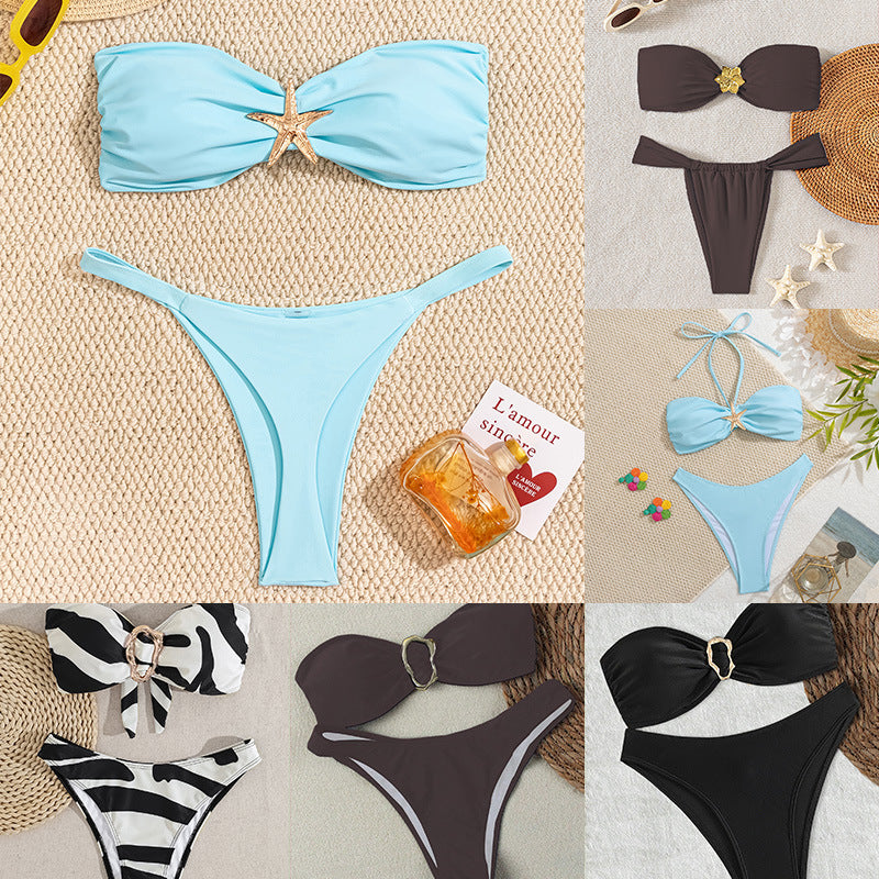 Damen Bandeau-Bikini mit elegantem Verschluss und modischem Design Drune