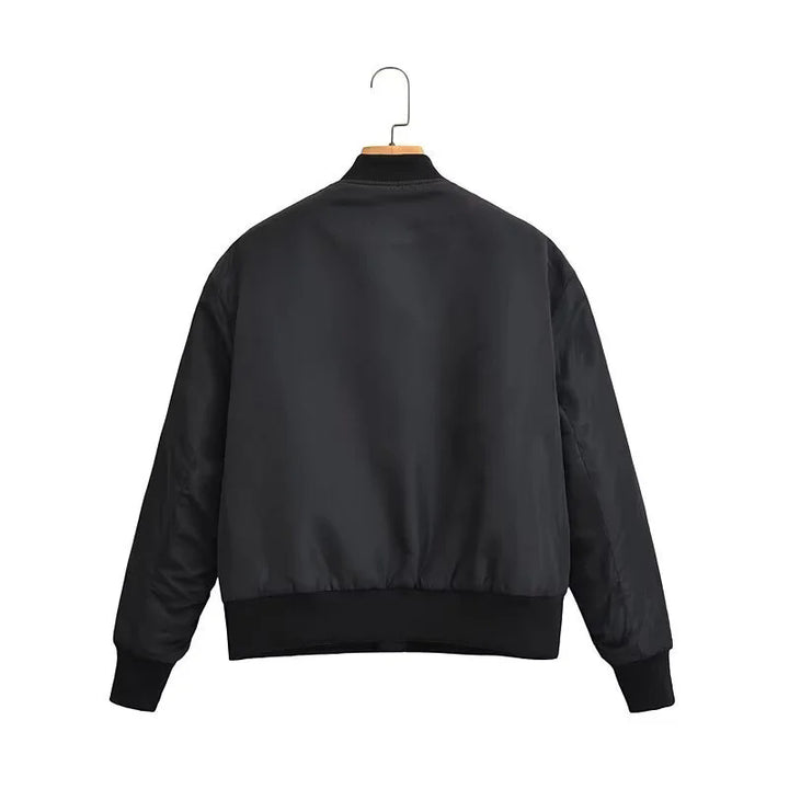 Damen nan windabweisende Satin-Bomberjacke mit Brustreißverschluss, Rippbündchen und leichter Thermofütterung Drune